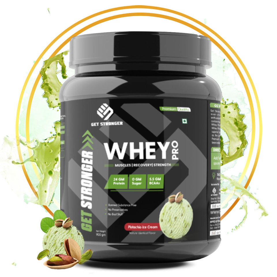 GS WHEY PRO - Ultra-Filtered Whey Protein Isolate and Concentrate Blend (24 g Protein , 0g Sugar, Low Carbs)- Pistachio Ice Cream Flavour