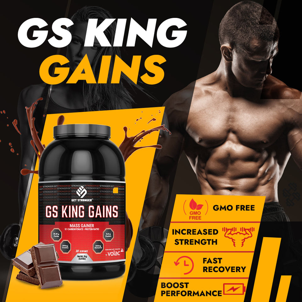 GS King Gains | For Muscle Mass Gain (Chocolate , 3 Kg /6.6 lbs powder)