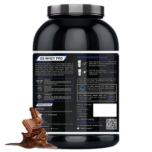 GS WHEY PRO 2 Kgs(4.4 lbs) Chocolate | Isolate Whey Protein Blend|24 g Protein per serving (serving size 32 g)| 5.5 g BCAAs Per Serving | with Added DigeZyme |No Added Sugar